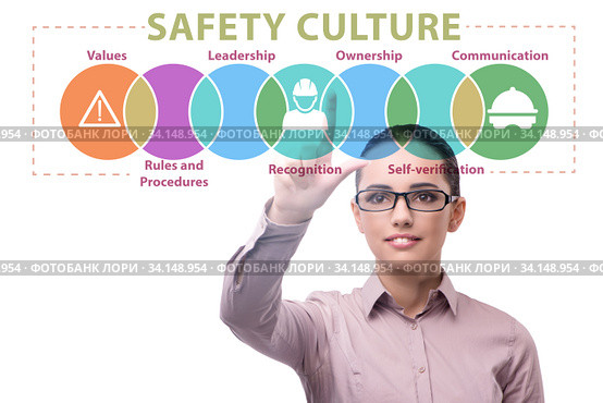 Businesswoman in safety culture concept. Стоковое фото, фотограф Elnur / Фотобанк Лори