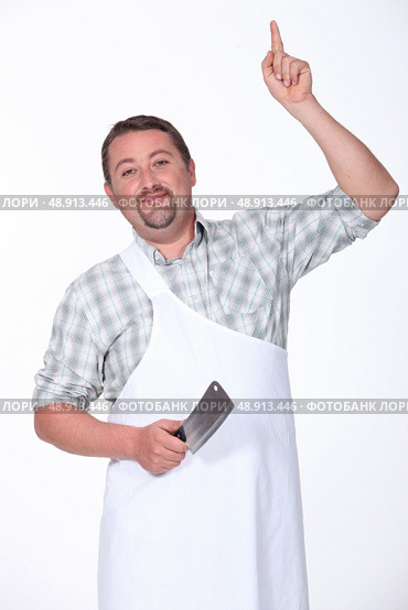 Butcher pointing. Стоковое фото, агентство Ingram Publishing / Фотобанк Лори