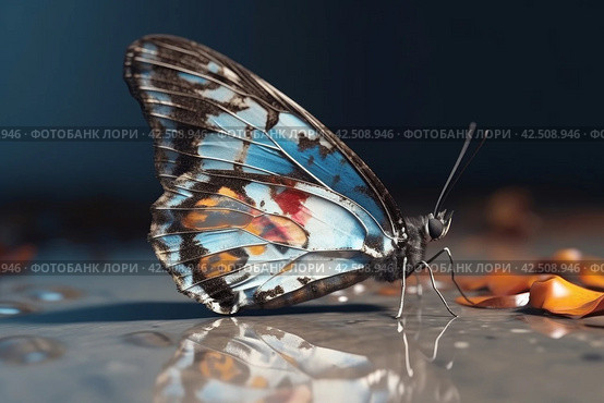 Butterfly falls entomology occurrence. Generate ai. Стоковое AI-изображение, AI-художник Иван Рябоконь / Фотобанк Лори