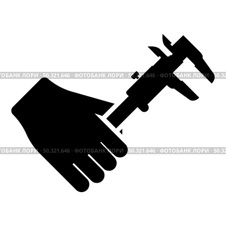 Calliper in hand Caliper in arm Measuring device measure use icon black color vector illustration flat style simple image. Calliper in hand Caliper in arm Measuring device measure use icon black color vector illustration flat style image. Стоковая иллюстрация, агентство Ingram Publishing / Фотобанк Лори