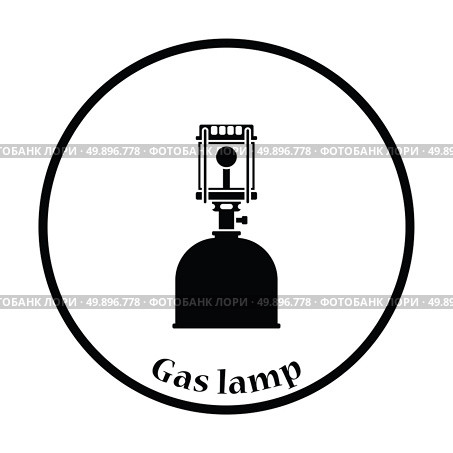 Camping gas burner lamp icon. Thin circle design. Vector illustration. Стоковая иллюстрация, агентство Ingram Publishing / Фотобанк Лори