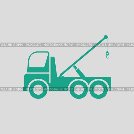 Car towing truck icon. Gray background with green. Vector illustration. Стоковая иллюстрация, агентство Ingram Publishing / Фотобанк Лори