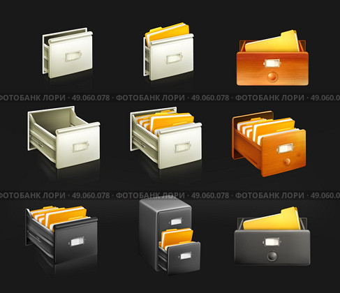 Card catalog, set of vector icons. Стоковая иллюстрация, агентство Ingram Publishing / Фотобанк Лори