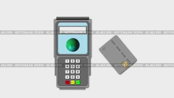 Card payment. Wi-Fi payment. Payment terminal. Animation on a white background. Стоковая анимация, аниматор Сергей Костюк / Фотобанк Лори