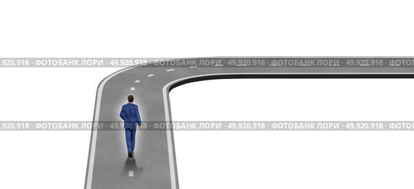 Career turn concept and turning the corner symbol isolated on a white background as a 3D render. Стоковое фото, агентство Ingram Publishing / Фотобанк Лори