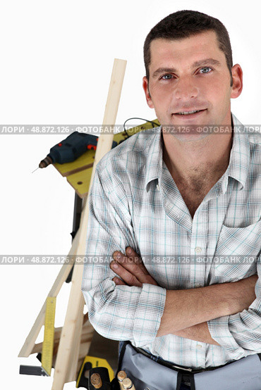 Carpenter with a workbench. Стоковое фото, агентство Ingram Publishing / Фотобанк Лори