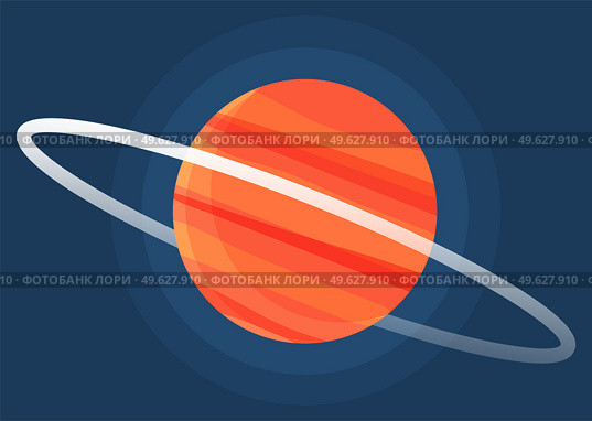 Cartoon red fantastic planet on dark blue space background. Saturn made of gases with ring of ice and dust. Sixth planet from Sun in Solar system isolated cartoon vector illustration cosmic object. Cartoon red fantastic planet on dark blue space background. Saturn made of gases with ring of ice. Стоковая иллюстрация, агентство Ingram Publishing / Фотобанк Лори
