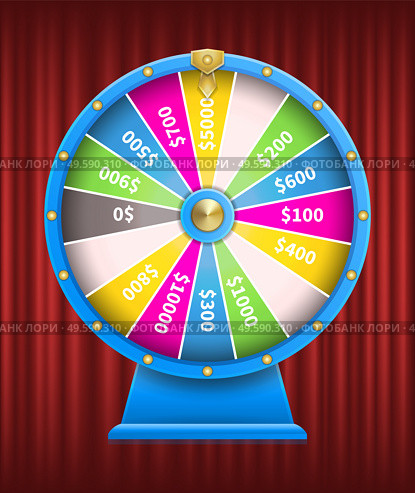 Casino games gambling vector, fortune wheel with numbers flat style. Playing on money, earning coins gaining wealth. Roulette with sectors segments. Fortune Wheel with Sum of Winning Money Casino. Стоковая иллюстрация, агентство Ingram Publishing / Фотобанк Лори