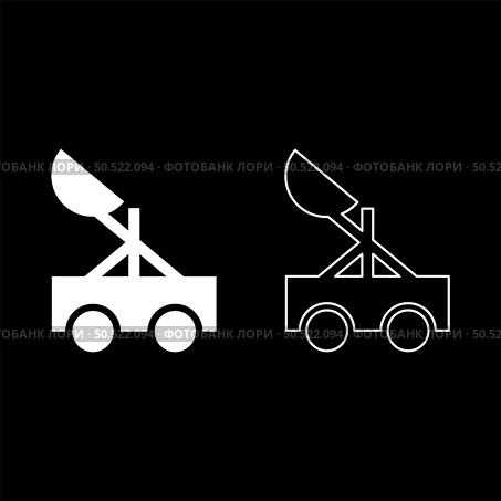 Catapult medieval siege ejection seat set icon white color vector illustration image simple solid fill outline contour line thin flat style. Catapult medieval siege ejection seat set icon white color vector illustration image solid fill outline contour line thin flat style. Стоковая иллюстрация, агентство Ingram Publishing / Фотобанк Лори