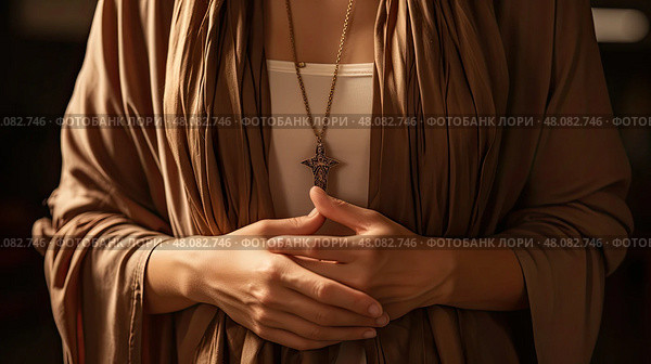 catholic brown scapular ai generated. Стоковое AI-изображение, AI-художник Vectorwin / Фотобанк Лори