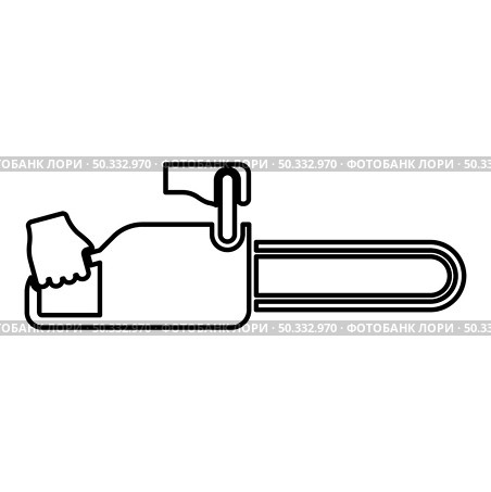 Chainsaw in hand lumberjack woodcutter contour outline icon black color vector illustration flat style simple image. Chainsaw in hand lumberjack woodcutter contour outline icon black color vector illustration flat style image. Стоковая иллюстрация, агентство Ingram Publishing / Фотобанк Лори
