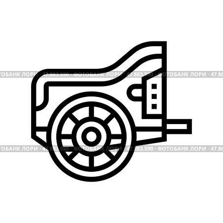 chariot ancient greece line icon vector illustration. Стоковая иллюстрация, иллюстратор Vectorwin / Фотобанк Лори