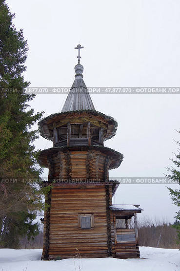 Часовня Знамения Пресвятой Богородицы. Россия, Карелия, Медвежьегорский район, остров Большой Климецкий, деревня Корба (2021 год). Редакционное фото, фотограф Алексей Иванов / Фотобанк Лори