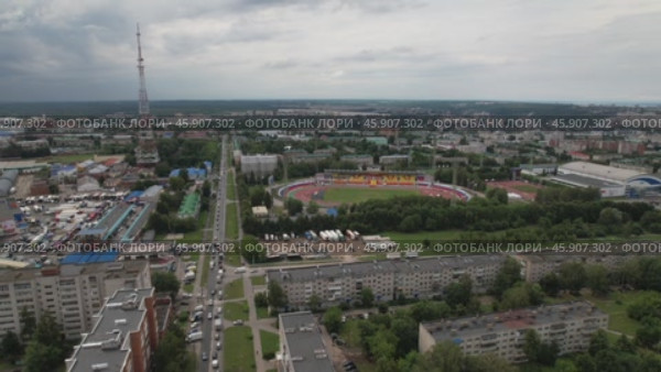 Чебоксары - стадион Олимпийский (аэросъемка 2022 года) Стоковое видео, видеограф Владислав Самошкин / Фотобанк Лори
