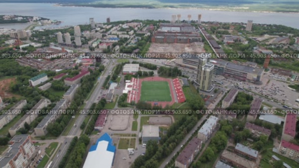 Чебоксары - стадион Спартак (аэросъемка 2022 года) Редакционное видео, видеограф Владислав Самошкин / Фотобанк Лори