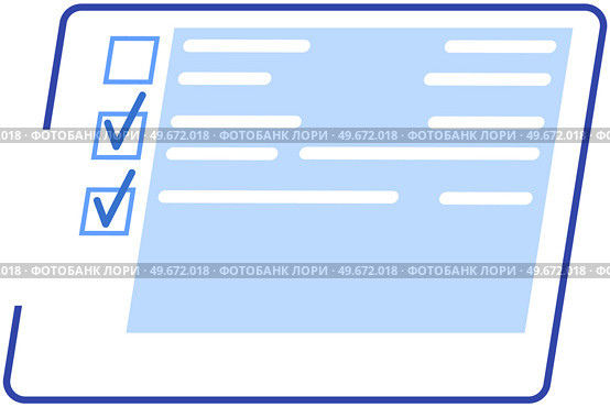 Checklist with results of social surveys, customer data. Clipboard with document, target. Targeted advertising, business marketing concept. Form with survey, paper sheet with results of review. Checklist with results of social surveys, customer data. Clipboard with document. Form with survey. Стоковая иллюстрация, агентство Ingram Publishing / Фотобанк Лори
