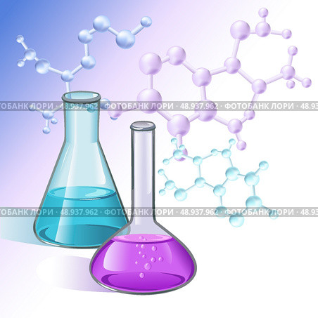 Chemical laboratory test glassware flasks and tubes molecular background vector illustration. Стоковая иллюстрация, агентство Ingram Publishing / Фотобанк Лори
