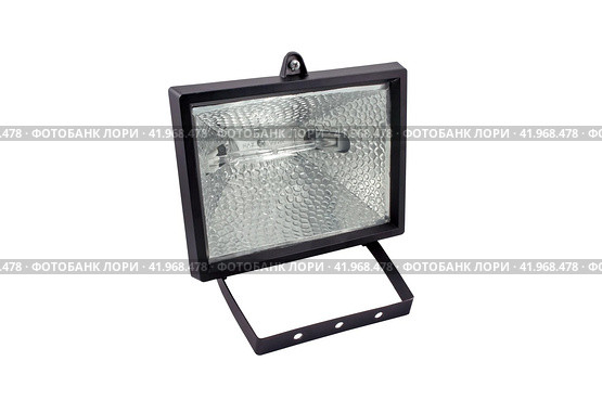 Черный галогеновый прожектор на белом фоне. Black halogen Lantern on a white background. Стоковое фото, фотограф Татьяна Д / Фотобанк Лори