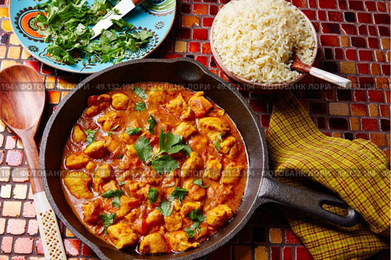 Chicken curry indian recipe with basmati rice. Стоковое фото, агентство Ingram Publishing / Фотобанк Лори