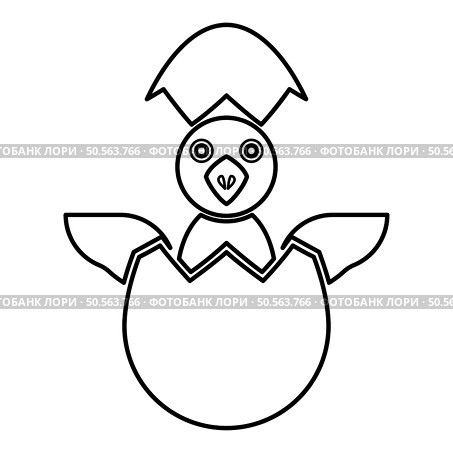 Chicks hatch from the egg baby bird cracked eggshell contour outline line icon black color vector illustration image thin flat style simple. Chicks hatch from the egg baby bird cracked eggshell contour outline line icon black color vector illustration image thin flat style. Стоковая иллюстрация, агентство Ingram Publishing / Фотобанк Лори