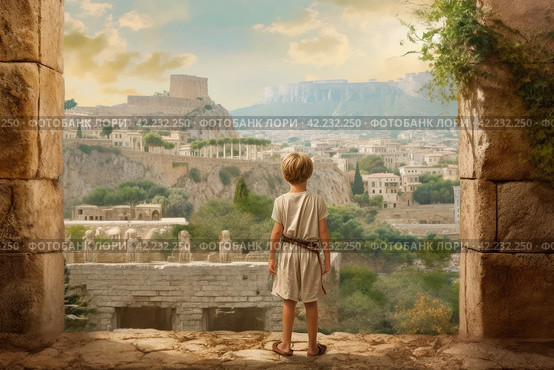 Child ancient greek city. Generate Ai. Стоковое AI-изображение, AI-художник Иван Рябоконь / Фотобанк Лори