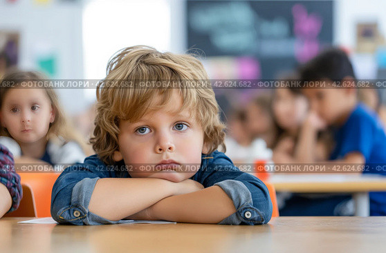 Child in class. Стоковое AI-изображение, AI-художник Данил Руденко / Фотобанк Лори