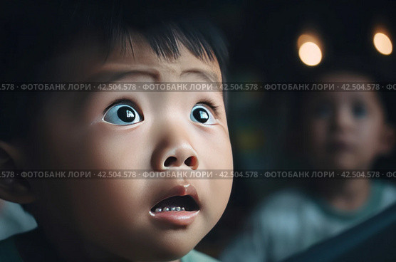 Chinese child looking surprised portrait. Generate ai. Стоковое AI-изображение, AI-художник Иван Рябоконь / Фотобанк Лори