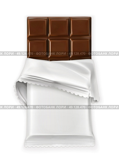 Chocolate bar, white polyethylene wrap, vector object. Стоковая иллюстрация, агентство Ingram Publishing / Фотобанк Лори