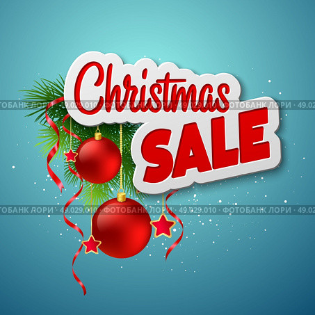 Christmas lettering card with holly and  fir-tree branch. Vector illustration. Christmas lettering card with holly and  fir-tree branch. Vector illustration EPS 10. Стоковое фото, агентство Ingram Publishing / Фотобанк Лори