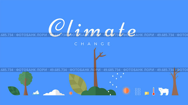 Climate change vector banner template. North Pole, melting glaciers, polar bear on ice floe. Global warming, sea level rise, nature damage. World Environment day. Ecology hazards, air pollution. Climate change vector banner template. North Pole, melting glaciers, polar bear on ice floe. Стоковая иллюстрация, агентство Ingram Publishing / Фотобанк Лори