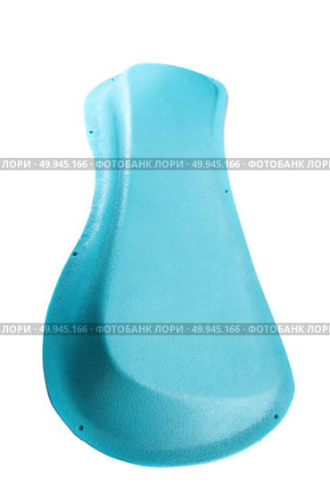 Close-up of a turquoise climbing volume shaped like a wave, used for indoor bouldering or wall training. Isolated on a white background. Стоковое фото, фотограф Татьяна Терехина / Фотобанк Лори