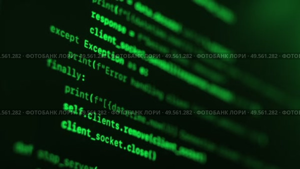 Close-up of green software code on a digital display. Programming concept. Стоковое видео, видеограф Arsenii Palivoda / Фотобанк Лори