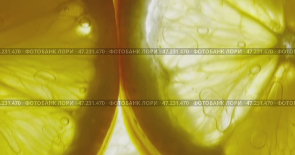 Closeup view of a Freshly Cut Lemon Slice with its Juicy and Tangy Texture, Highlighted. Стоковое видео, видеограф Владимир Ковальчук / Фотобанк Лори