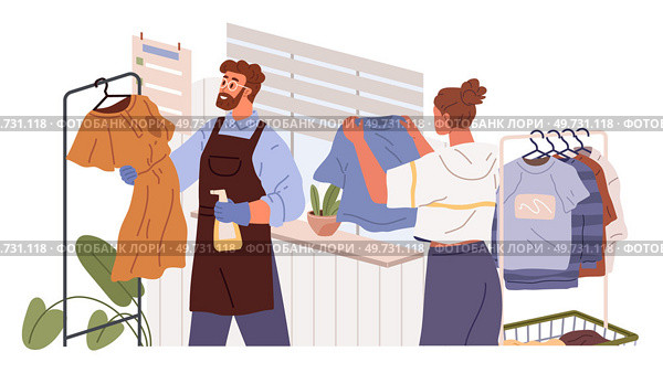 Clothing care. Vector illustration. A soft cloth can bring sense happiness and comfort Apparel choices reflect our individuality and personality Recycle your garments to reduce environmental impact. Clothing care. Wash your clothes with mild detergent to preserve their quality. Стоковая иллюстрация, агентство Ingram Publishing / Фотобанк Лори