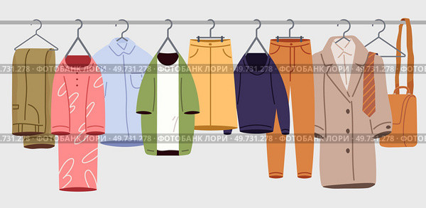 Clothing care. Vector illustration. Recycle your garments to reduce waste Finding perfect outfit can boost your confidence The clothing care concept promotes responsible consumption Wear clothes. Clothing care. The clothing care metaphor teaches us to nurture our relationships. Стоковая иллюстрация, агентство Ingram Publishing / Фотобанк Лори
