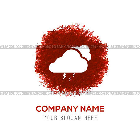 Cloud Lightening Icon - Red WaterColor Circle Splash. Стоковая иллюстрация, агентство Ingram Publishing / Фотобанк Лори