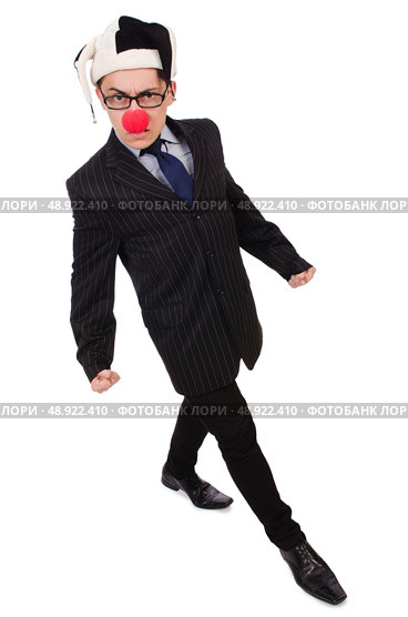 Clown businessman isolated on white. Стоковое фото, агентство Ingram Publishing / Фотобанк Лори