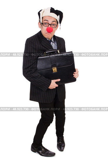 Clown businessman isolated on white. Стоковое фото, агентство Ingram Publishing / Фотобанк Лори