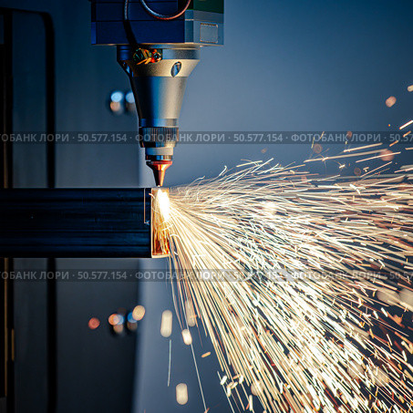 CNC Laser and gas cutting of metal, modern industrial technology. Стоковое фото, фотограф Андрей Армягов / Фотобанк Лори