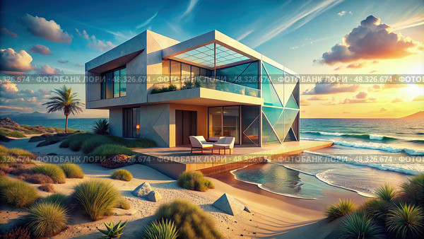 Coastal Haven. Generative AI. Стоковое AI-изображение, AI-художник Roman Zavorotny / Фотобанк Лори