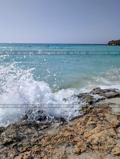 Coastline of Nissi Beach in North Cyprus on sunny day. Стоковое фото, фотограф Tamara Sushko / Фотобанк Лори