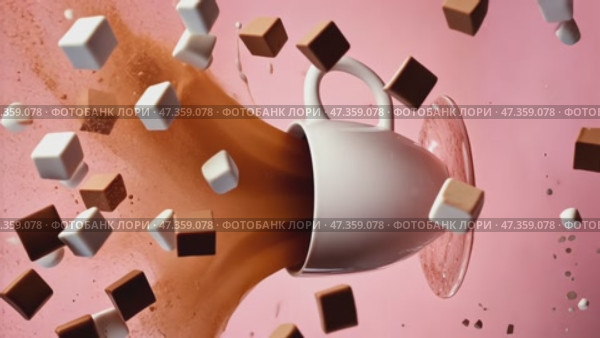 Cocoa powder explosion in motion. Chocolate powder on a pink background. Vertical footage. Стоковое AI-видео, аниматор Ирина Старикова / Фотобанк Лори