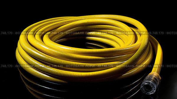 coiled water hose isolated ai generated. Стоковое AI-изображение, AI-художник Vectorwin / Фотобанк Лори