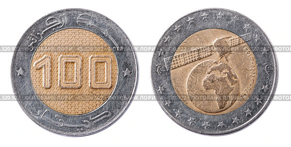 Coin 100 dinars. 2020 year. Republic of Algeria. Стоковое фото, фотограф Евгений Ткачёв / Фотобанк Лори