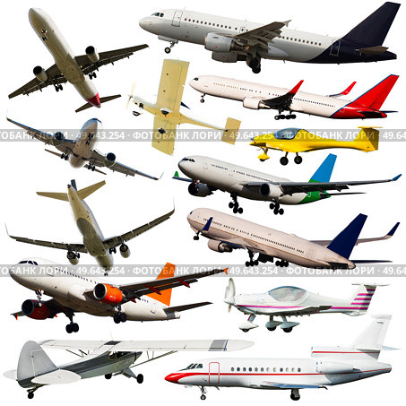 Collage of different modern airplanes. Стоковое фото, фотограф Яков Филимонов / Фотобанк Лори