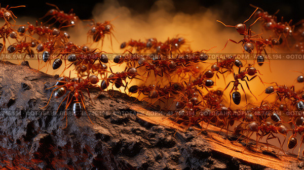 colony fire ants ai generated. Стоковое AI-изображение, AI-художник Vectorwin / Фотобанк Лори