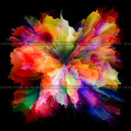 Color Emotion series. Abstract arrangement of color burst splash explosion as backdrop for projects on imagination, creativity art and design. Стоковое фото, агентство Ingram Publishing / Фотобанк Лори