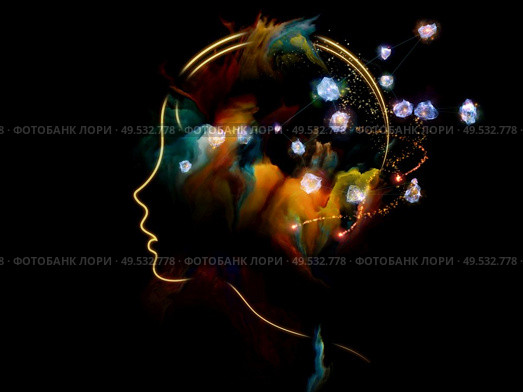 Color Thinking. Inner Nature series. Abstract background made of child’s mind illustration fused with fractal paint on the theme of art, creativity, poetry and spiritual life. Стоковое фото, агентство Ingram Publishing / Фотобанк Лори