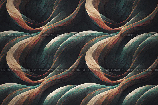 Colorful abstract background with a vintage flexure pattern, a beautiful winding of curves and bends. Nostalgic tones of the past. With a looping rhythm. A seamless backdrop for design. Generative AI. Стоковое AI-изображение, AI-художник Андрей Степанов / Фотобанк Лори