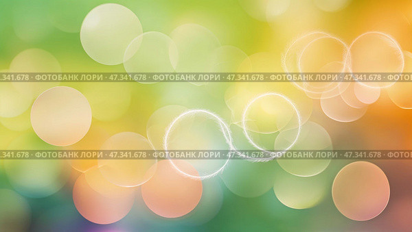 Colorful bokeh effect with circles and soft light in a vibrant background during a sunny afternoon. Стоковое AI-изображение, AI-художник Сергей Толмачёв / Фотобанк Лори